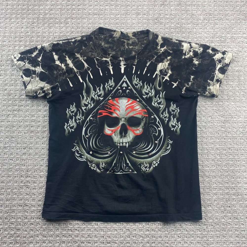 Survivors Distressed Shirt Men Medium M Black Gray Skull Spade Back 2 Back Print